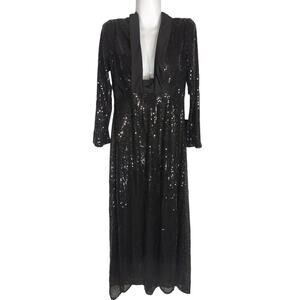 TS Couture Women's Black Sequin Maxi Evening Dress Size 6‎ NWT Whimsical Glam